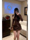 Stylish, comfortable and casual high-neck slim top, furry skirt suit, good-looking women's spring slimming outfit
