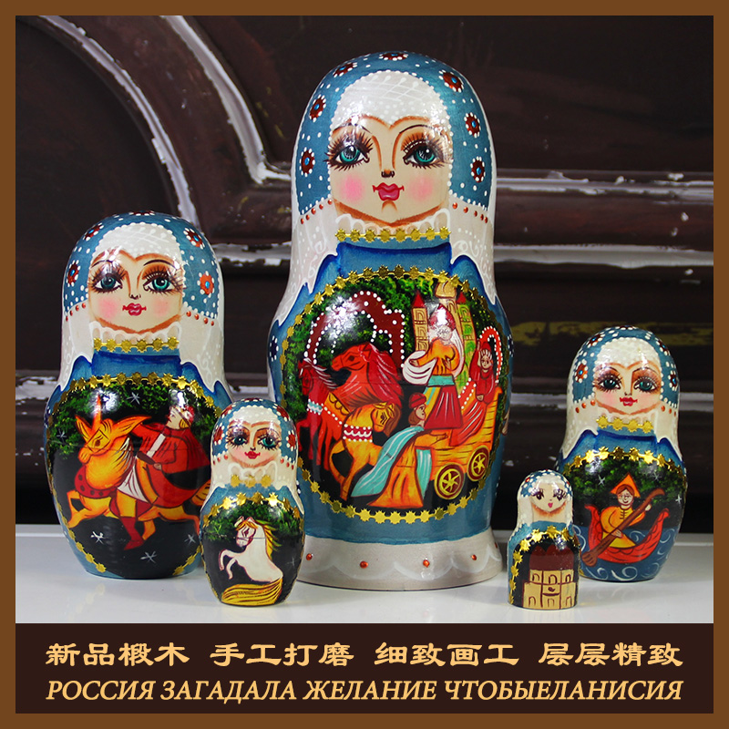 Sleeve Five Floors Upscale Boutique Handmade Linden Wood Color Ploy storyline Puzzle Toys Cute Cartoon Russian Trekts