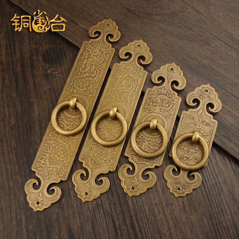 Chinese imitation ancient Ming and Qing furniture Antique Bookcase Cabinet integral cupboard wardrobe pure copper cabinet door flat copper handle retro handle