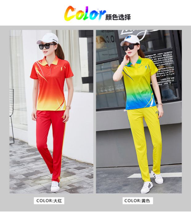 Bộ đồ tập mơ ước mùa hè Áo thể thao ngắn tay Áo thun trung niên cộng với quần áo thể dục nhịp điệu quần áo nữ bóng mềm - Thể thao sau bộ thể thao nữ hàng hiệu
