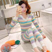 Autumn Clothes Autumn Pants Women Feel Warm Underwear Lady Two Sets Thin with a velvety body to beat the bottom autumn and winter pyjamas