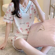 Fire Spirits Sleepwear Womens Summer Pure Cotton Short Sleeves Thin cute cartoon new fresher students Spring and autumn day Home Residence Suits
