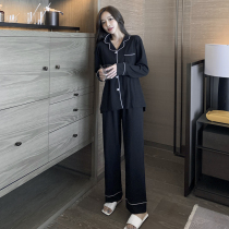 ins autumn winter minimalist pure color pyjamas sweet and beautiful girl Korean version spring autumn long sleeve pure cotton student cardiovert clothes