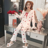 Bộ đồ ngủ mùa xuân và mùa thu nữ dài tay cotton phù hợp với phương thức mỏng dễ thương công chúa gió buông lơi bên ngoài mặc nhà đồ mặc nhà cao cấp