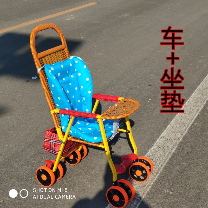 Xe đẩy mây mùa hè gấp nhẹ xe đẩy trẻ em giả tre mây xe BB thoáng khí xe đẩy trẻ em - Xe đẩy / Đi bộ xe tập đi tròn