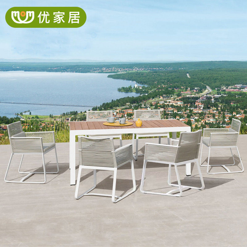 Creative Outdoor Patio Villa LEISURE TABLE AND CHAIRS COMBINED OUTDOOR CAFE MILK TEA SHOP OUTSIDE PENDULUM WATERPROOF RATTAN CHAIR TEA TABLE