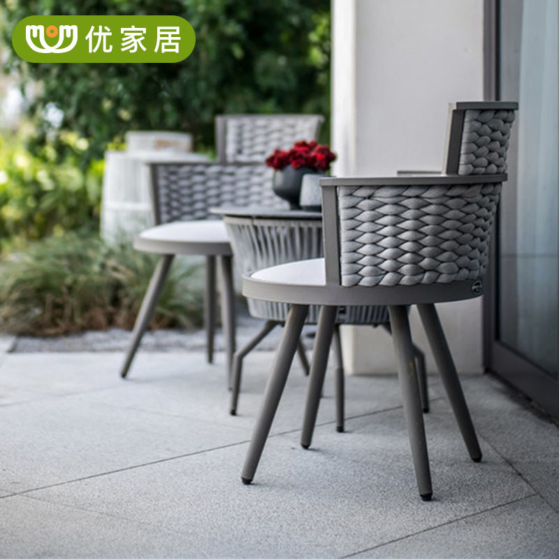 Designer Outdoor casual table and chairs tea table Three sets patio Courtyard Villa Creativity Small balcony Balcony Terrace Small Rattan Chair