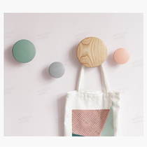 Nordic solid wood hanging hook Wall hanging wall entrance Creative living room hook Decorative round hook Hotel room