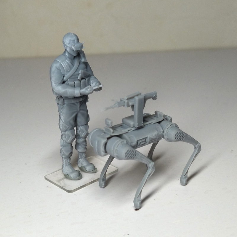 1/35 Scale Light-Curing 3D Printing People's Liberation Army Armed Robot Dog Resin White Model