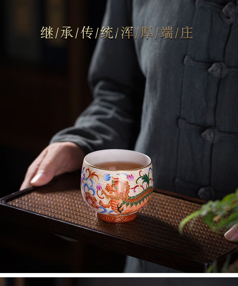 Jingdezhen ceramic kung fu tea set hand - made ceramic sample tea cup high - end wire inlay enamel see CPU master cup single CPU