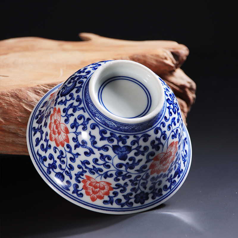 Pure manual hand - made ceramic masters cup of jingdezhen blue and white porcelain teacup single cup sample tea cup individual cup pressure hand cup