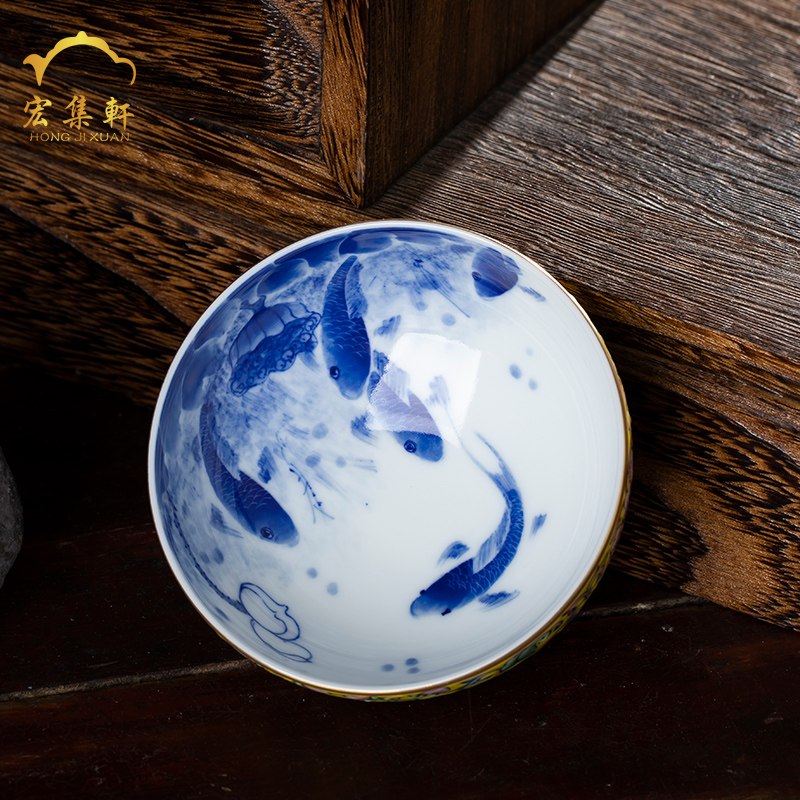 Jingdezhen kung fu tea master cup single cup small teacups hand - made personal colored enamel cup cup sample tea cup tea cups