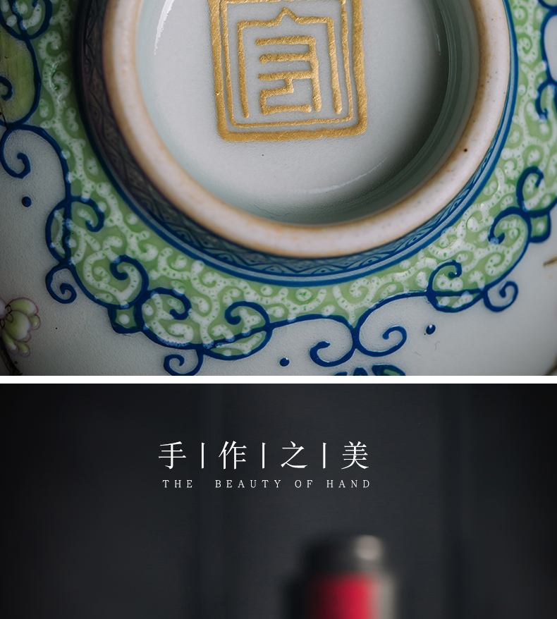 Colored enamel masters cup single jingdezhen checking flower kunfu tea cups small bowl is hand draw archaize sample tea cup