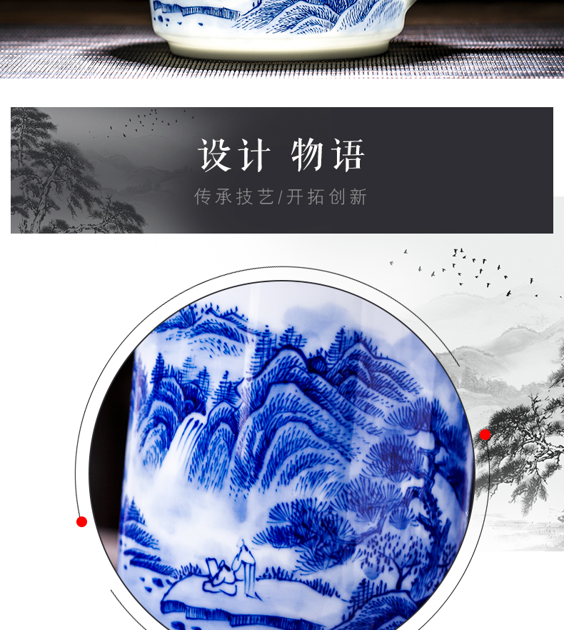 Jingdezhen ceramic office high - capacity hand - made teacup household drinking water cup men 's lady make tea cups with cover