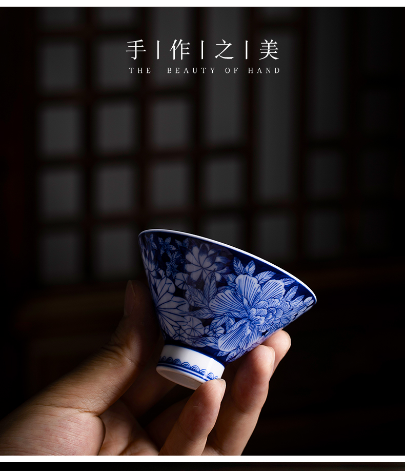 Hat cup hand - made porcelain teacup noggin jingdezhen kung fu tea set archaize ceramic cups master cup single CPU