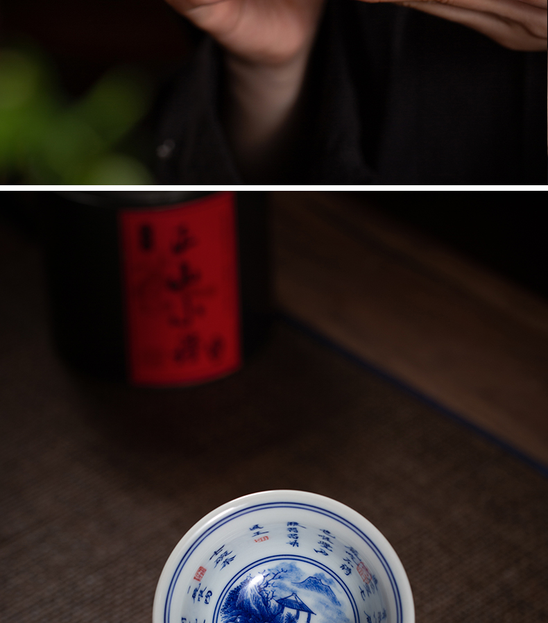 Jingdezhen porcelain and tea set tea cup hand - made porcelain maintain a single pure manual cups kung fu masters cup