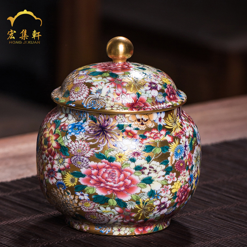 Jingdezhen ceramic tea pot colored enamel flower paint wake receives stock POTS sealed tank tea accessories