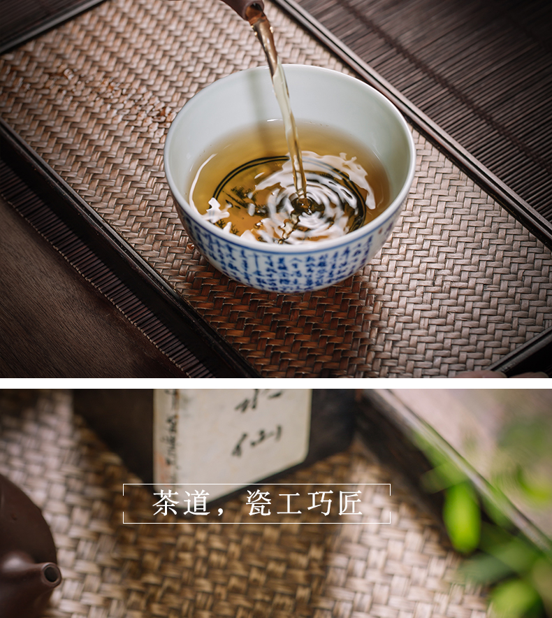 The Master cup single hand - made ceramic cups of jingdezhen blue and white, blue and white inside and outside the firewood and calligraphy sample tea cup