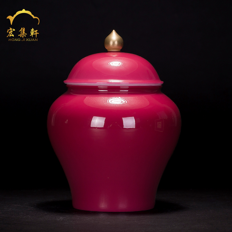 Caddy fixings jingdezhen ceramic deposit receives general household carmine red Chinese porcelain ceramic jar jar jar