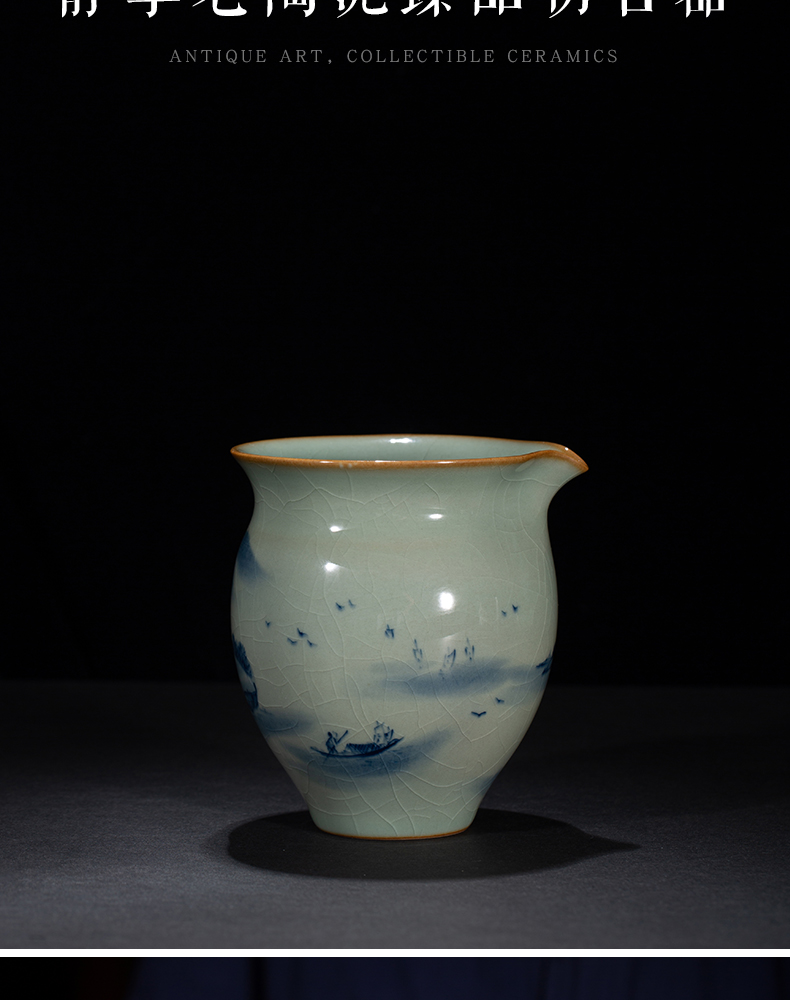 Blue and white maintain landscape old clay ceramic fair keller hand - made the start points of tea ware cup manual of jingdezhen tea service