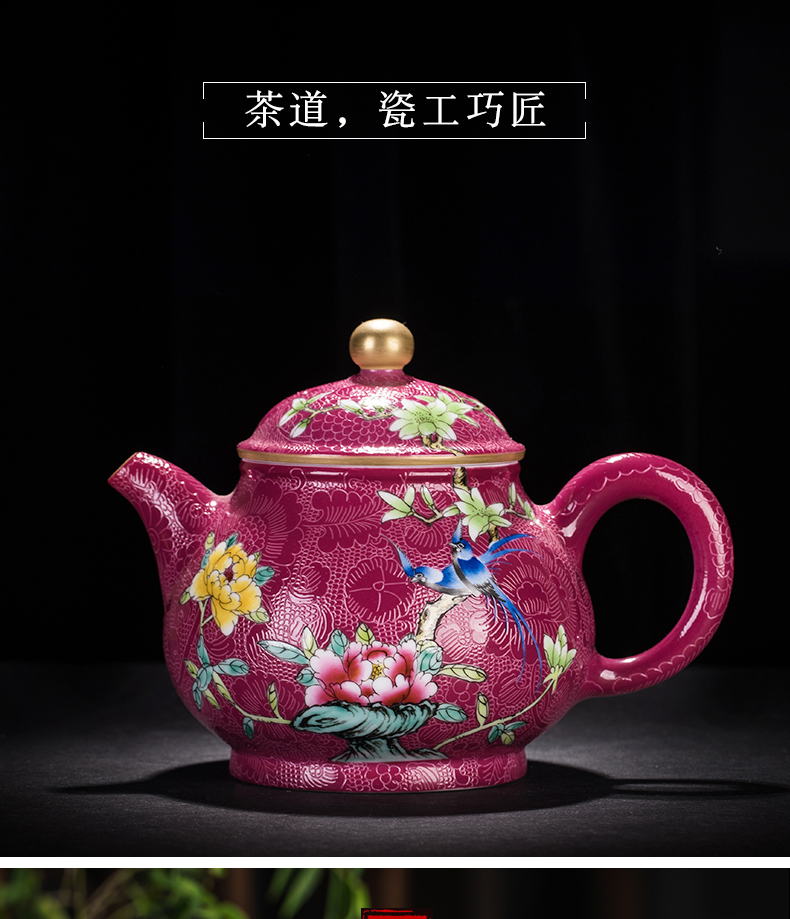 Hand - made ceramic famille rose flower pot with single pot kung fu filtration pot jingdezhen tea teapot by Hand