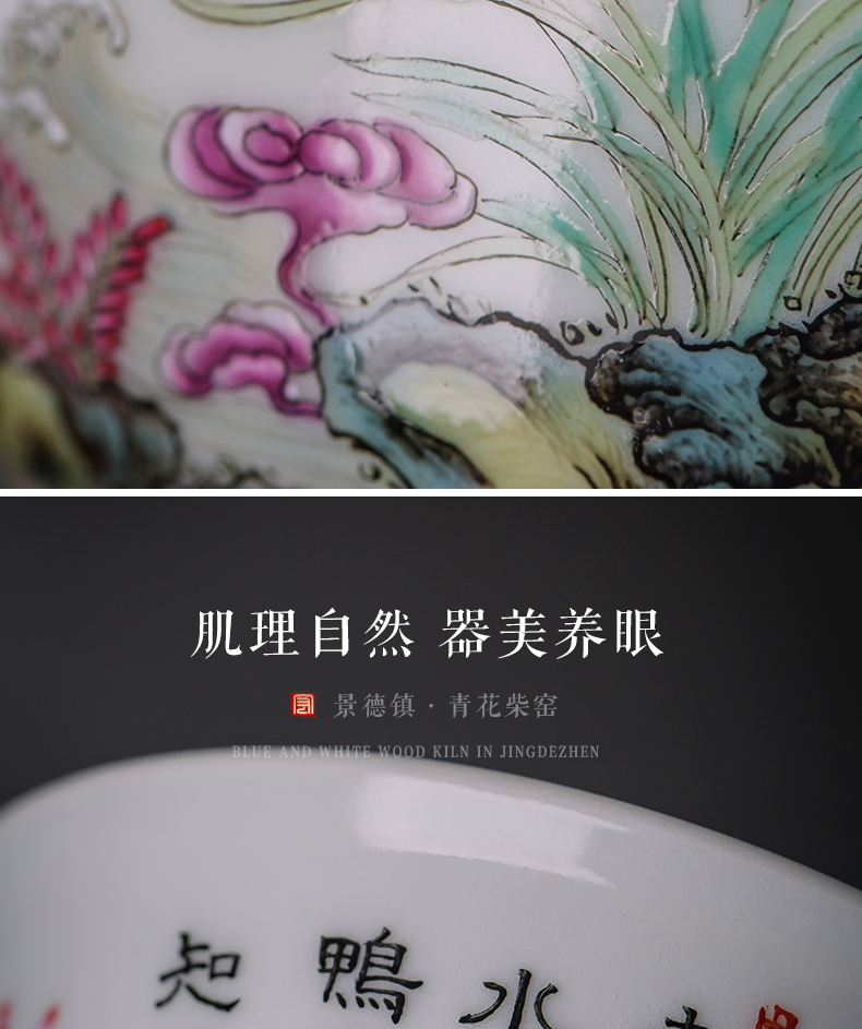 The Master single CPU kung fu tea tea cups of jingdezhen ceramic paint by hand carving pastel colored enamel bowl