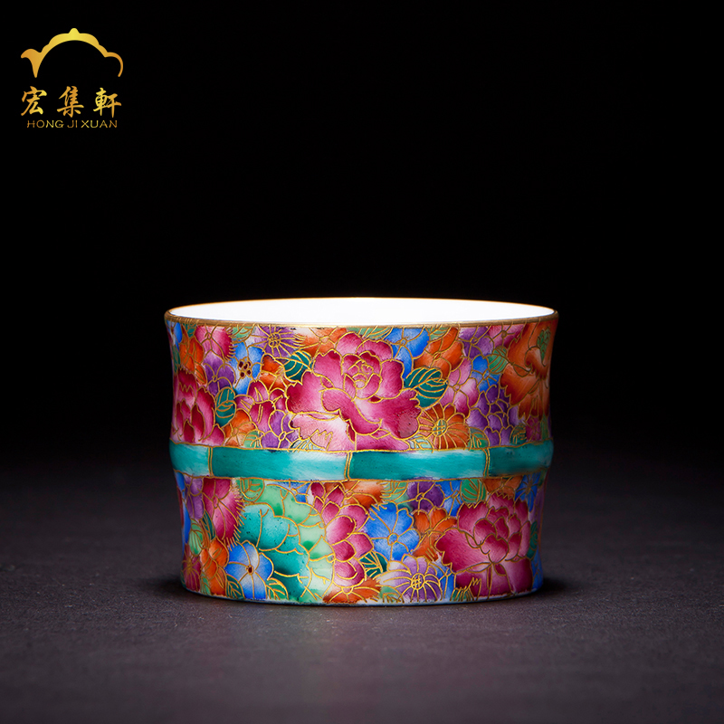 Jingdezhen ceramic pure hand - made wire inlay enamel see colour sample tea cup master kung fu tea cup single cup cup individuality