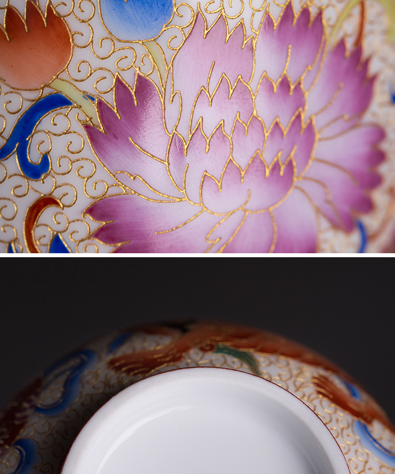 Jingdezhen ceramic kung fu tea set hand - made ceramic sample tea cup high - end wire inlay enamel see CPU master cup single CPU