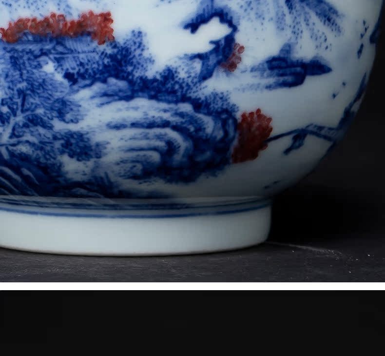 Manual hand - made kung fu ceramic blue and white youligong master cup single cup cup cup bowl of jingdezhen tea service