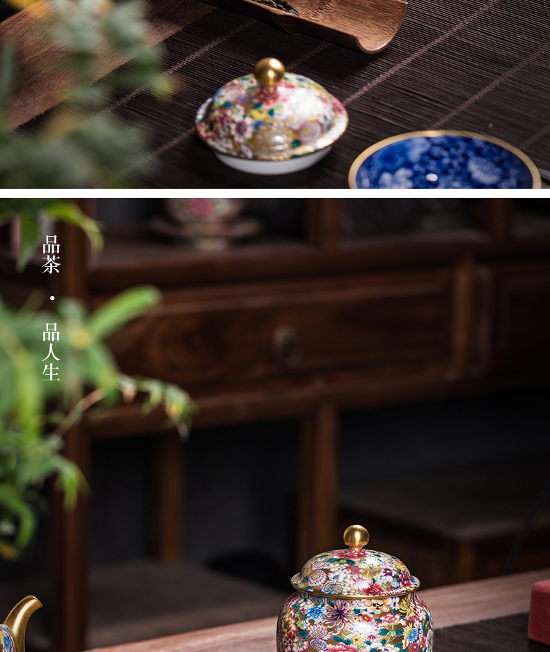 Jingdezhen ceramic tea pot colored enamel flower paint wake receives stock POTS sealed tank tea accessories