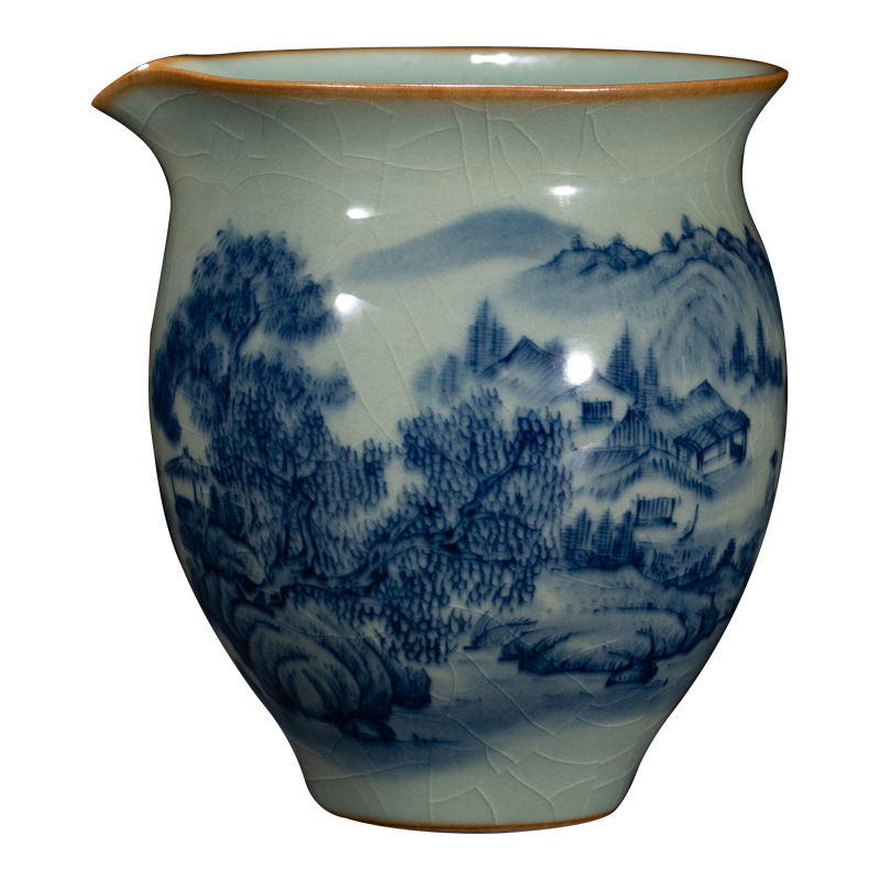 Blue and white maintain landscape old clay ceramic fair keller hand - made the start points of tea ware cup manual of jingdezhen tea service