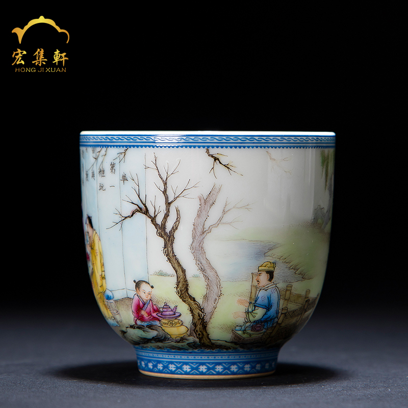 Colored enamel cup bowl jingdezhen ceramic masters cup of pure manual hand - made traditional antique figures in a single CPU