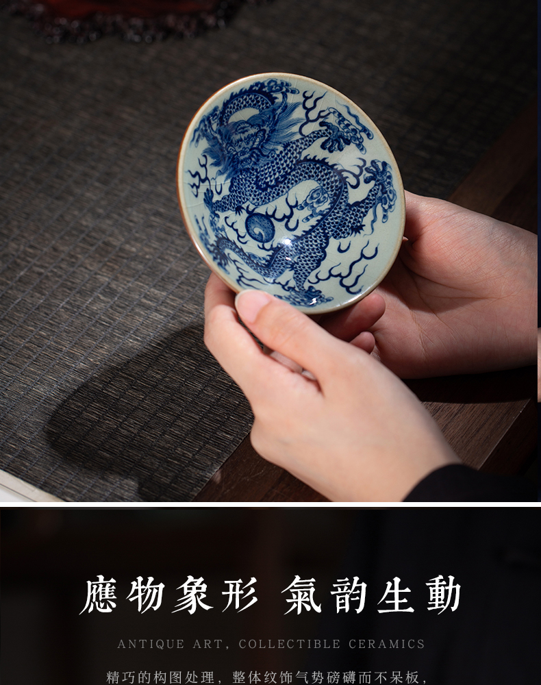 Blue and maintain the master cup pure manual cup old clay on imitation GuLongWen firewood single hat cup cup