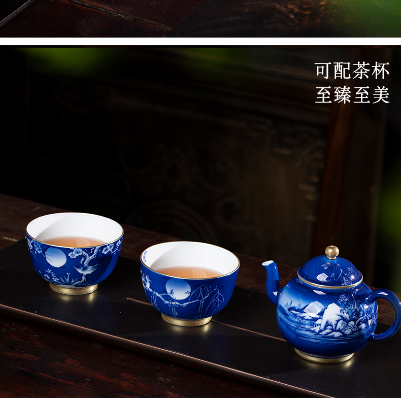 The teapot jingdezhen blue and white snow fuels The hand - made porcelain teapot single pot of kung fu tea pot all hand tea pot