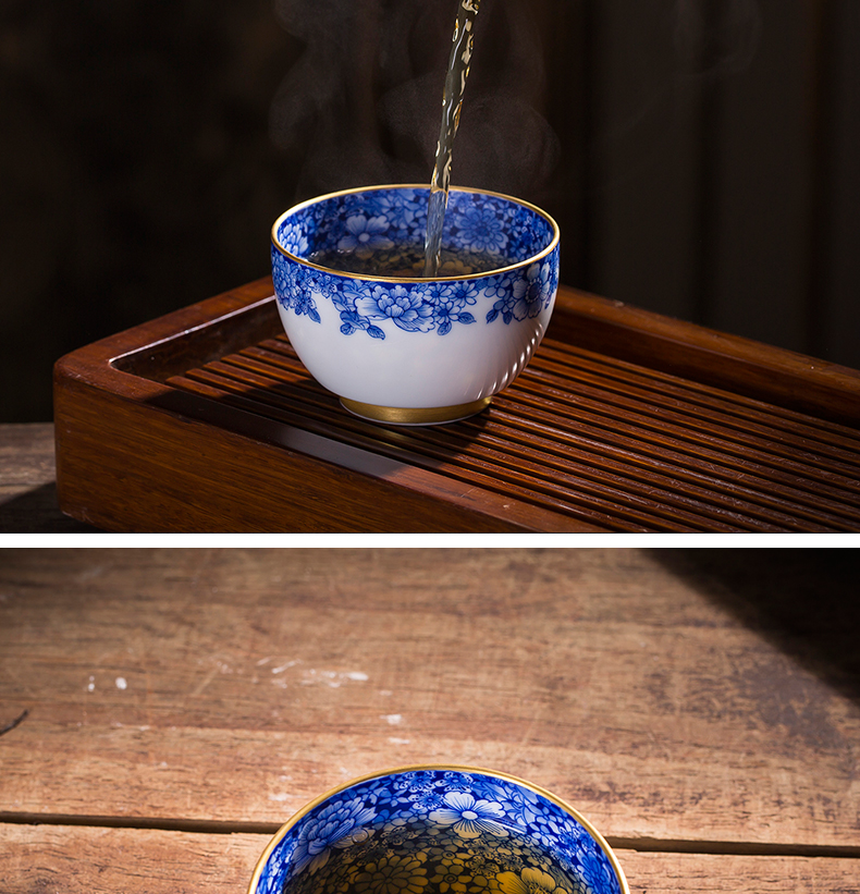 The Master cup single CPU jingdezhen ceramic tea set small checking sample tea cup personal of blue and white porcelain cup kunfu tea cups