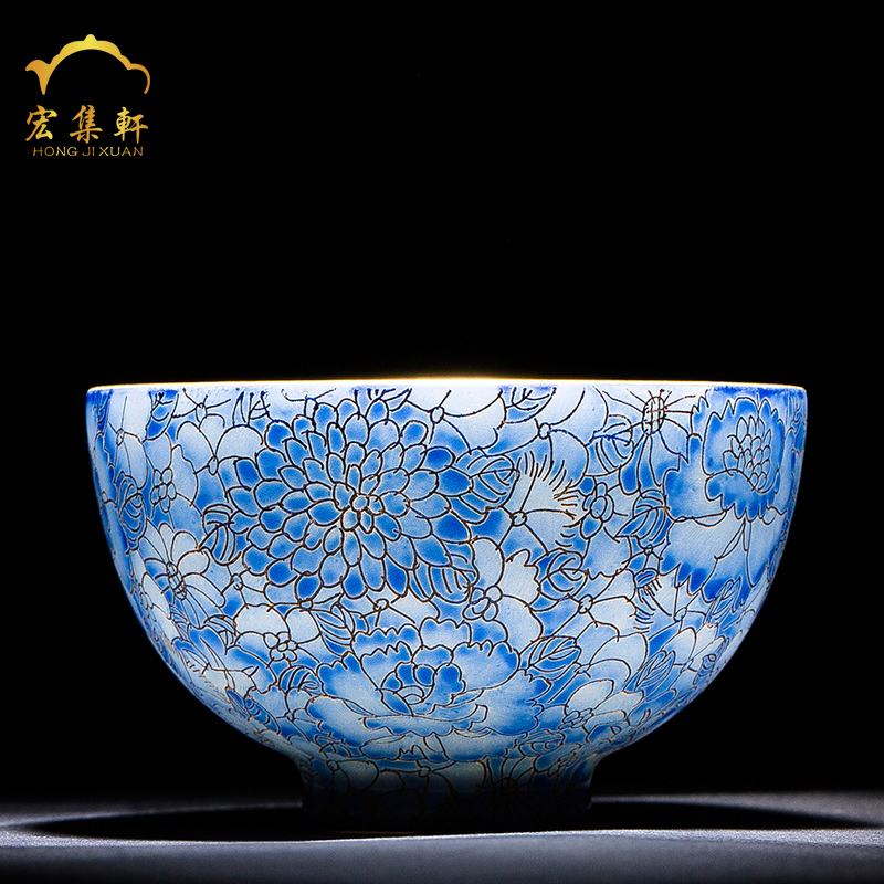 Kung fu tea bowl cups of jingdezhen ceramic tea set master cup sample tea cup wire inlay enamel fullness