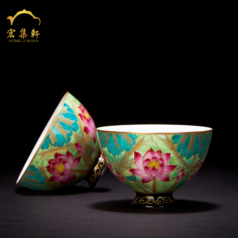 The Master cup single CPU hand - made ceramic sample tea cup powder enamel wire inlay enamel see colour cup tea light lotus petals personal single CPU