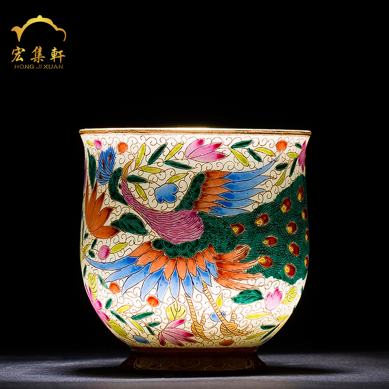 The Master cup single cup of jingdezhen tea service peacock cup pure manual noggin colored enamel porcelain cups sample tea cup