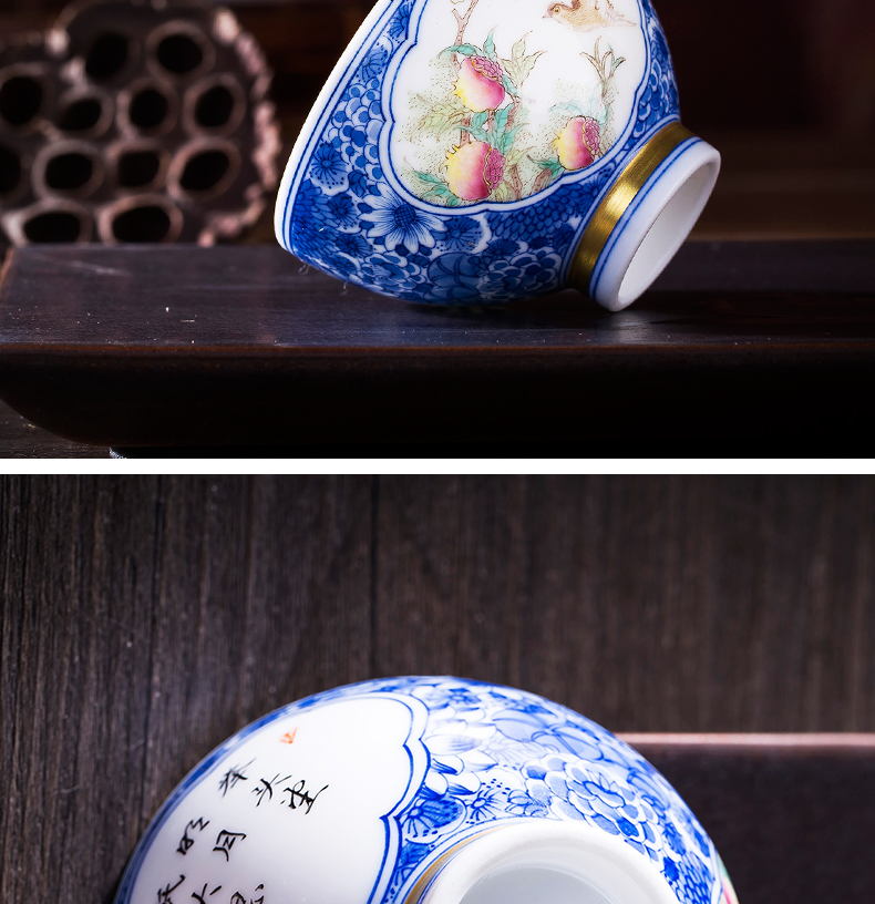 Jingdezhen blue and white see pomegranate sample tea cup bowl master kung fu tea cups ceramic tea set of single CPU small tea cups