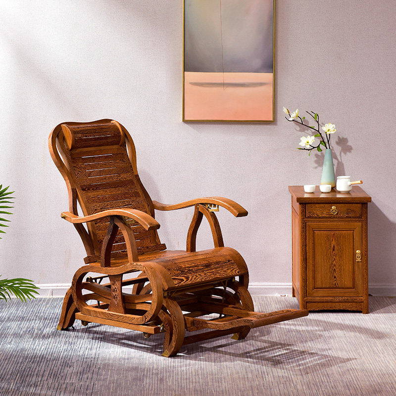 Mahogany furniture rocking chair wenge rocking chair solid wood reclining chair old man rocking chair antique leisure chair balcony chair