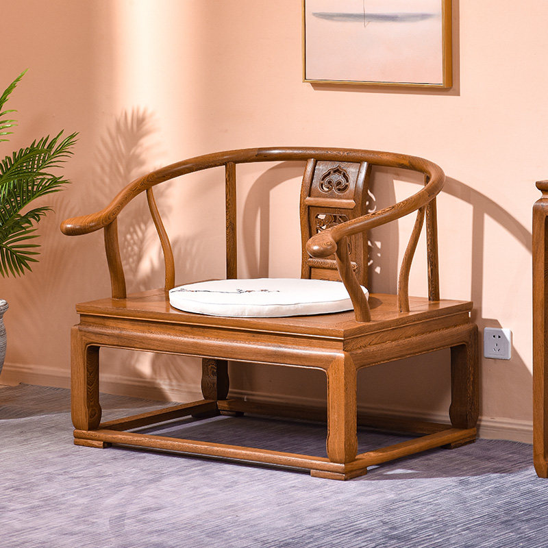 Mahogany furniture chicken wing wood Zen chair Taishi chair circle chair meditation chair solid wood back chair antique Chinese meditation chair