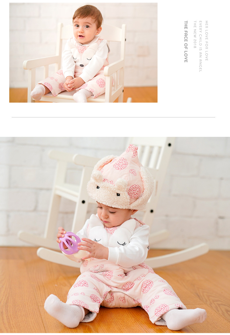 Pei hoạt hình cáo vest vestiesies bé romper bé áo choàng cotton dày áo yếm thời trang quần đồ bơi trẻ em
