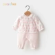 Pei yêu bé mùa thu và mùa đông jumpsuit cotton lụa 0-1 tuổi nữ bé dễ thương công chúa ra ngoài mùa thu ấm áp bodysuit cho bé