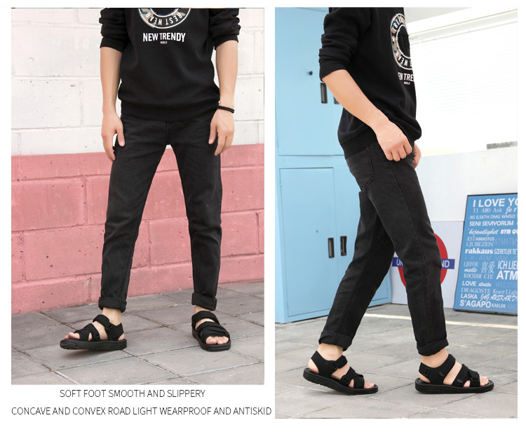 Phiên bản hàn quốc của sandal nam đế mềm đế mềm xu hướng giày đế dày đế xuồng giày đi biển đại học hè đen phong cách mới giày tây