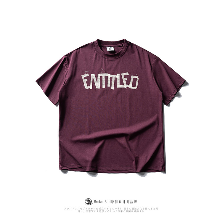 American Retro Cool Round-Neck Short-Sleeve T-Shirt for Men and Women, Solona Technical Fabric, Loose Fit, Letter Print Top, Trendy