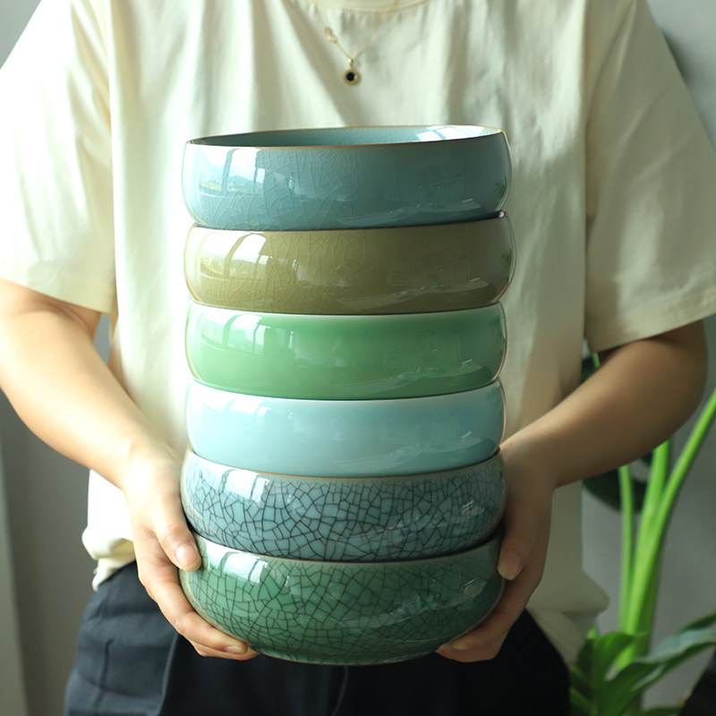 Large Number Tea Cup Wash Home Tea Bowl Pen Wash Cigarette Ash Tray Fruit Shell Cylinder Dragon Springs Green Porcelain Korn Tea With Ceramic Wash Water Spittoon