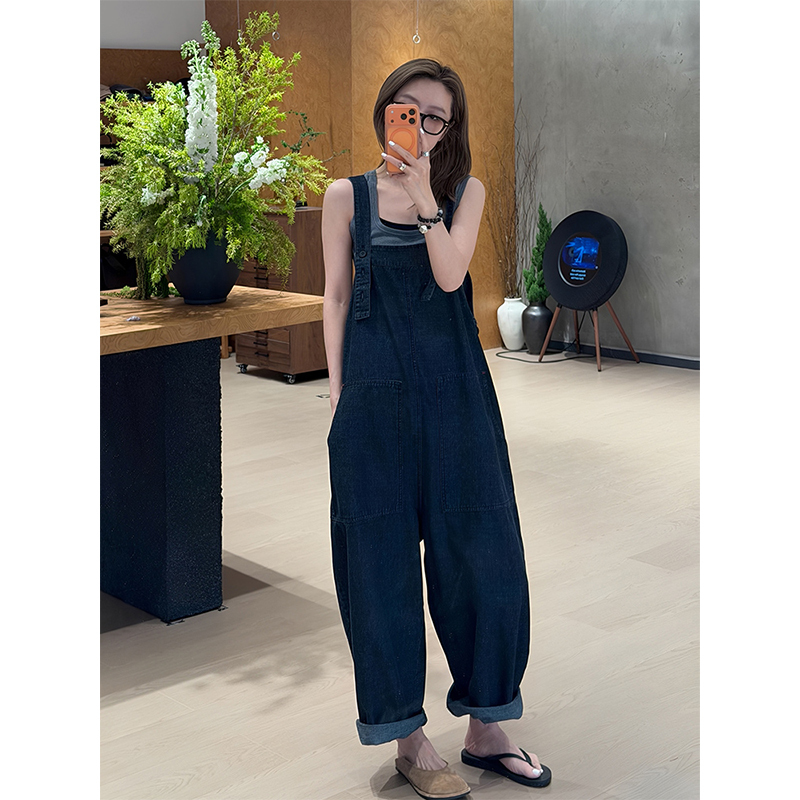 Ma Boss Mz Spring Loose Retro Denim Overalls for Women 2026 New Age-Reducing Straight-Leg Casual Jumpsuit