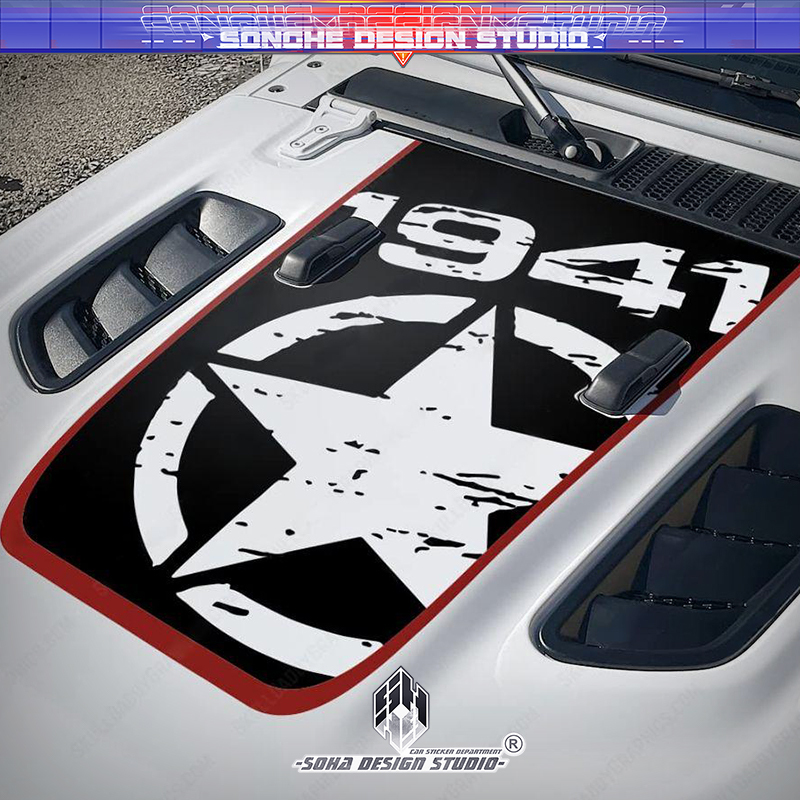 Wrangler Hood Flower Gladiator Front Cover Sticker 1941 Willis Car Sticker Ruby Kennel Sahara Off-Road