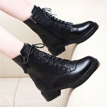 2020 autumn and winter new thick-soled Martin boots womens British style thick-heeled flat motorcycle boots Korean version of the student wild boots