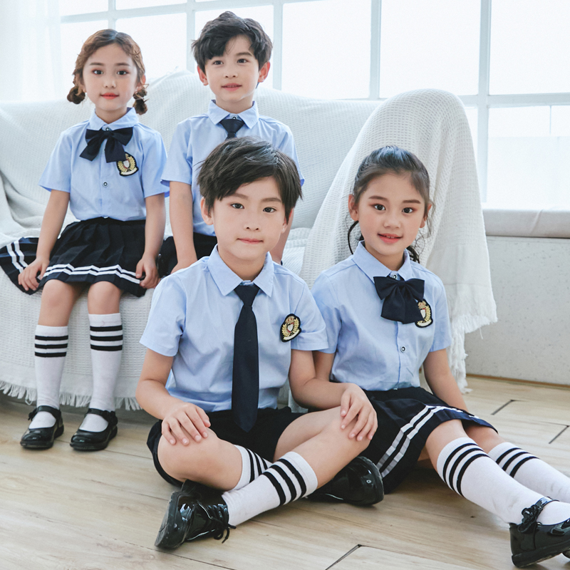 Kindergarten garden clothes summer clothes British style shirt performance clothes children's school uniform suit primary school class clothes summer short-sleeved